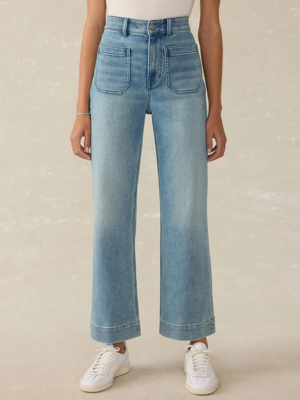 Stretch Terry Patch Pocket Ankle Pant Elegant Wool Trousers