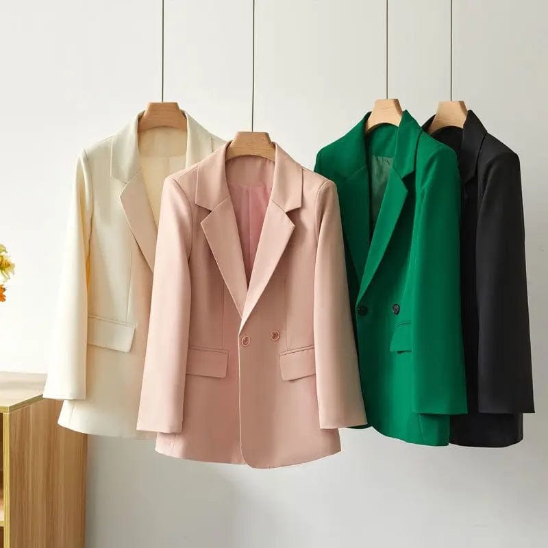 Plus Size S-7XL Double Breasted Blazers for Women Office Lady OL Loose Oversize Classic Coat Suit Jacket Chic Outwear Outfits Herringbone Jacket Checkered Jacket Solid Jacket