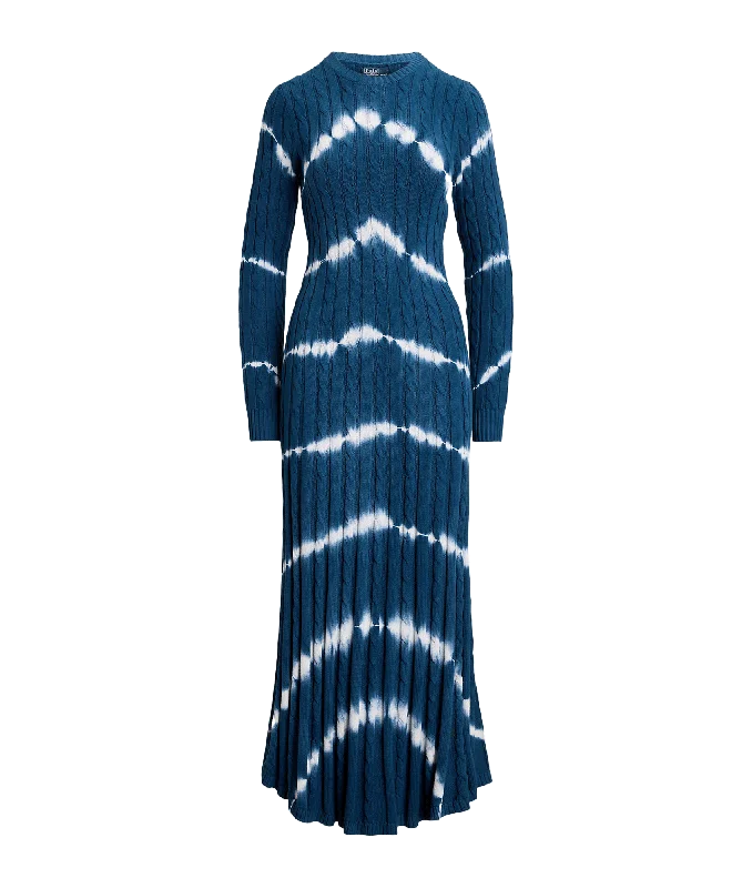 Tie-dye Cable-knit Sweater Dress - Multi Elegant Classic Vintage