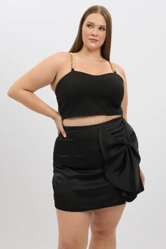 Black Bow Mini Skirt chiffon skirt delicate