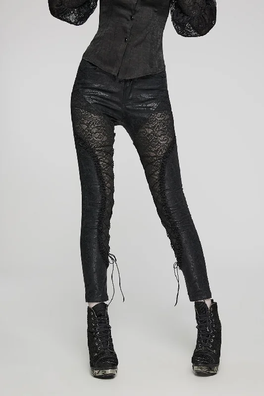 Moonsorrow Lace-Up Gothic Skinny Pants Formal Slim Pants