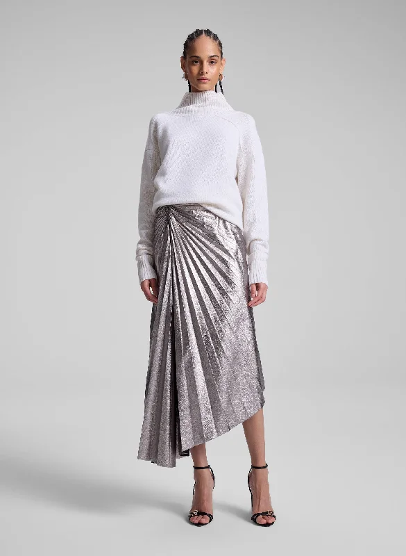 Tracy Metallic Vegan Leather Skirt spandex blend skirt