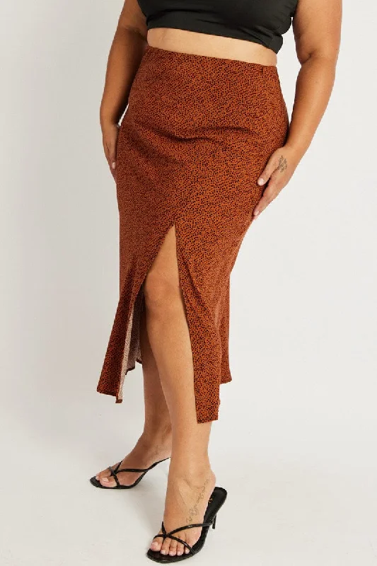 Brown Geo Spot Slip Skirt lace skirt romantic
