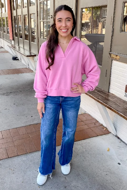 I Saw The Sign Rose Pink Sweater Stretchy Elastic Breathable