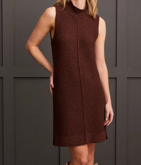 Tribal Marsala Sleeveless Sweater Dress Collared Crew Neck Turtle Neck