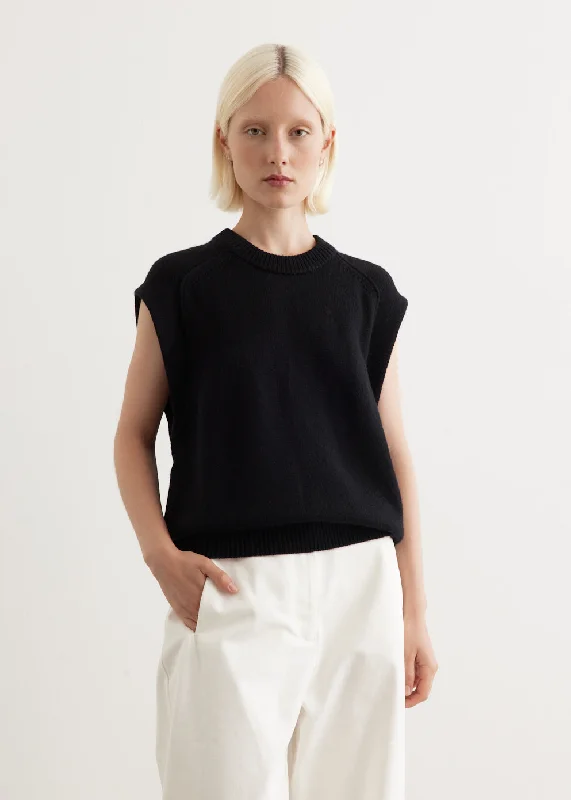 Sleeveless Boxy Sweater Top Spandex Rayon Corduroy