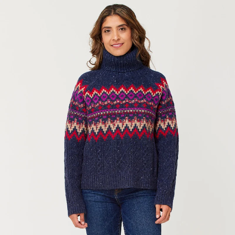 Krimson Klover Women's Bluebird Turtleneck Sweater Seamless Knitted Crochet