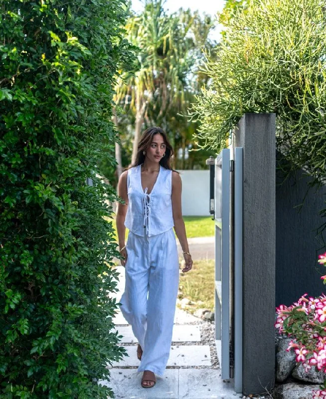 Becky Pant | White Casual Plaid Pants