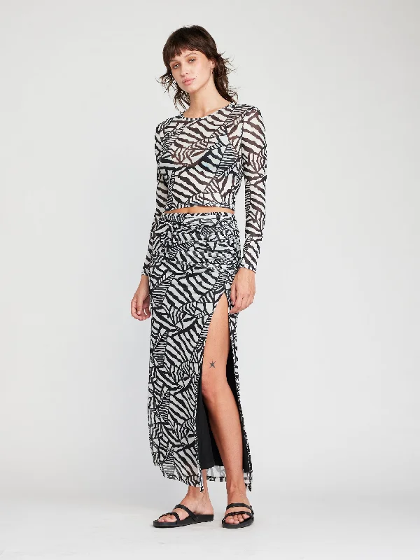 Bay Ruched Midi Skirt chiffon skirt flowing
