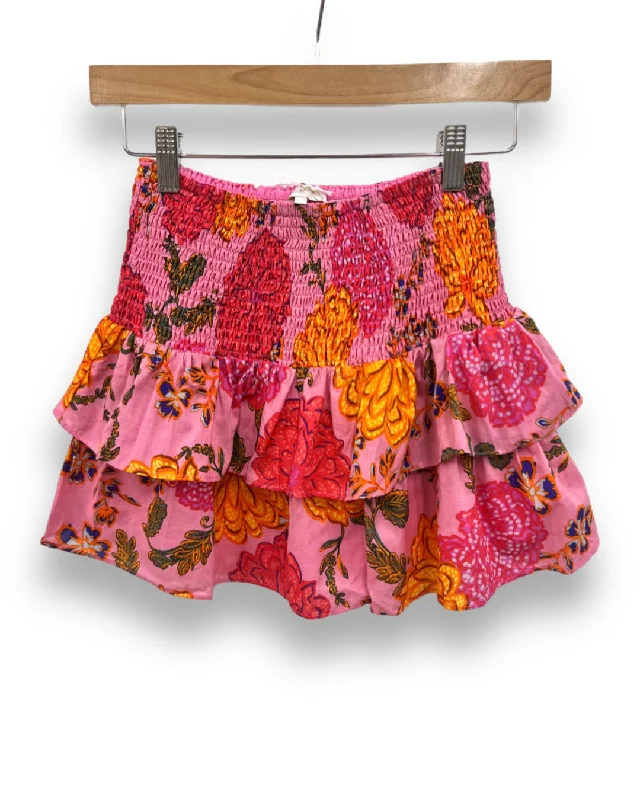 Olivaceous Floral Mini Skirt PINK denim skirt trendy