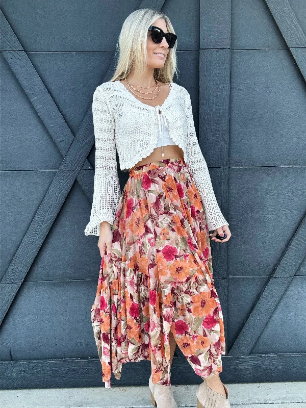 Floral Printed Mesh Ballerina Skirt In Khaki Olive denim skirt classic