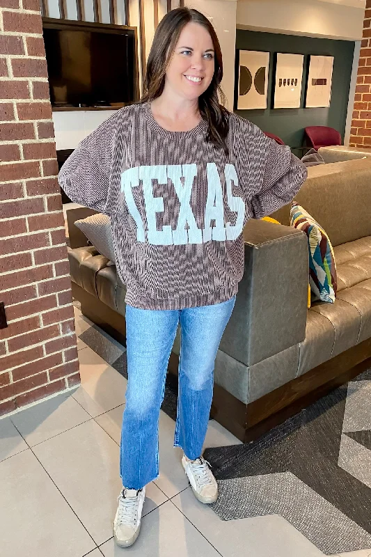 Texas Corduroy Graphic Coffee Sweater Hooded Sweater Collared Sweater Shawl Collar