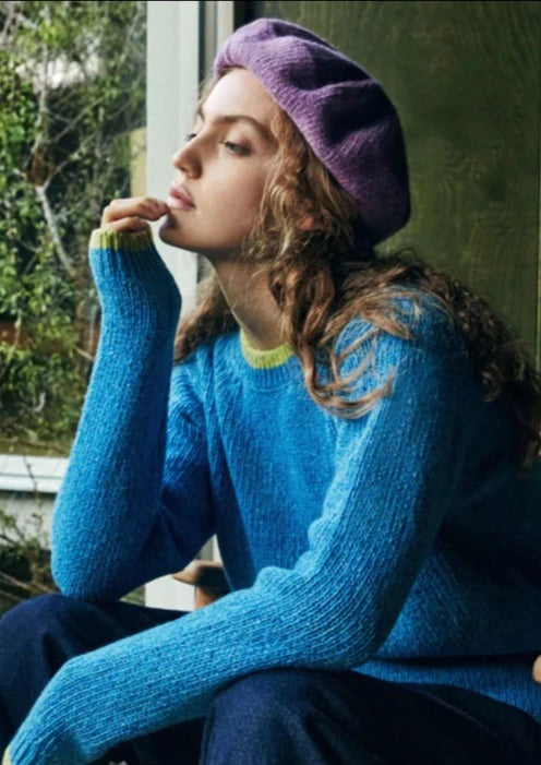 IrelandsEye Slaney Crew Neck Sweater | Blue Boxy Sweater Fitted Sweater A-Line