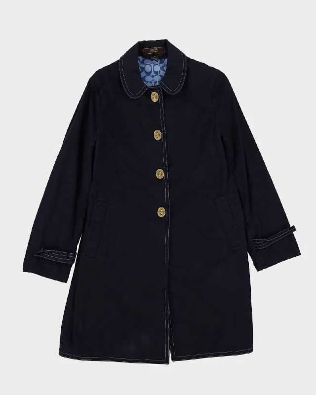 Coach Navy Mac Jacket - M Herringbone Jacket Houndstooth Jacket Plaid Jacket