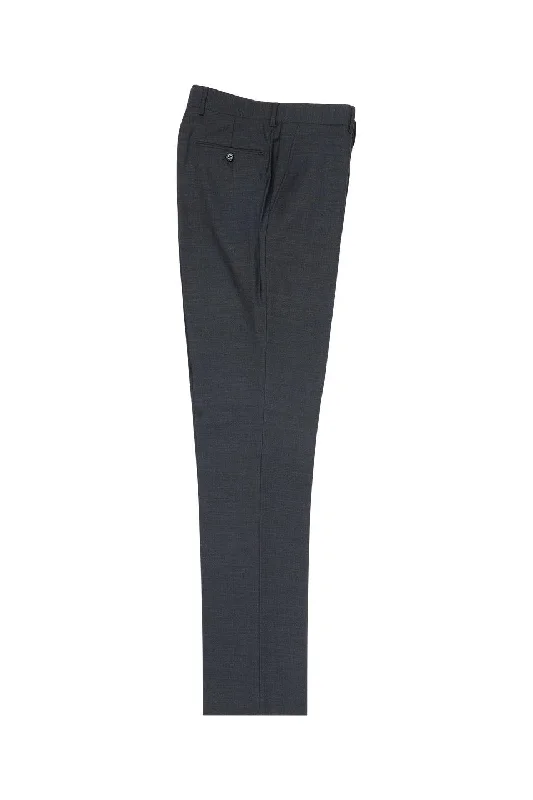 Charcoal Gray Flat Front Wool Dress Pant Relaxed Linen Pants
