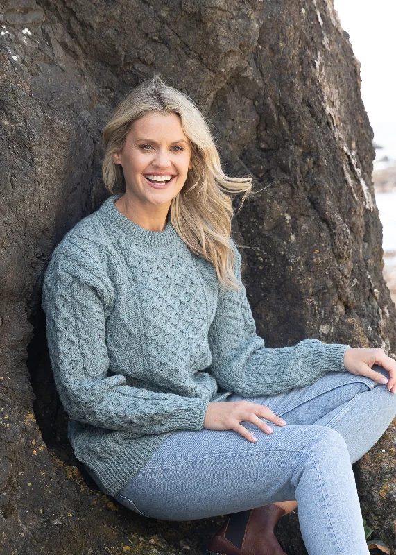 Aran Oversized Wool Sweater | Clearance Open Front Closed Front Wrap Front