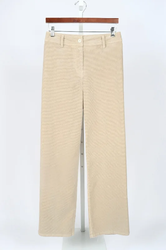 Megan Pant - Corduroy - Ecru Formal Wide-Leg Pants