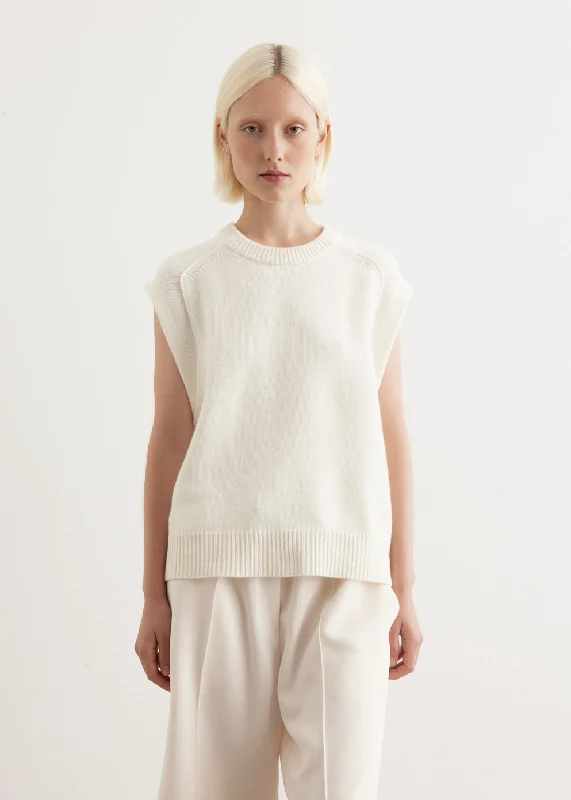 Sleeveless Boxy Sweater Top Ribbed Striped Patterned