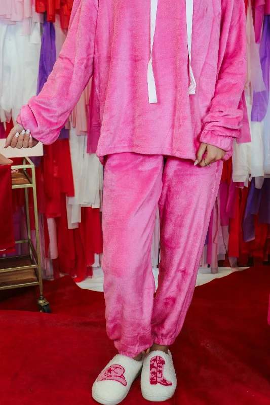 Better Together Pink Velvet Lounge Pants High-Waist Jogger Pants