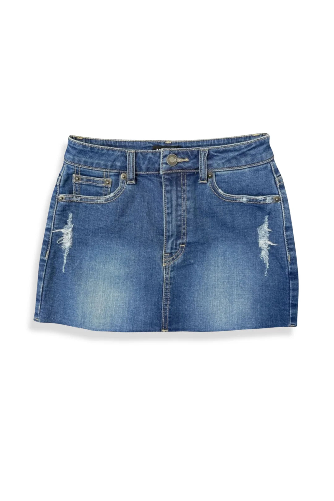 Katie J *JUNIOR* Miami Denim Mini Skirt MID WASH wool skirt sturdy
