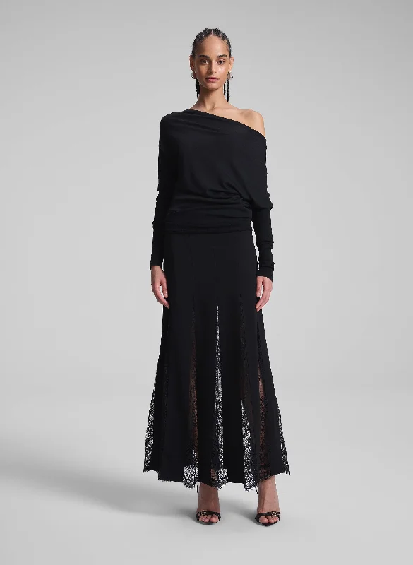 Mira Lace Midi Skirt leather skirt sleek