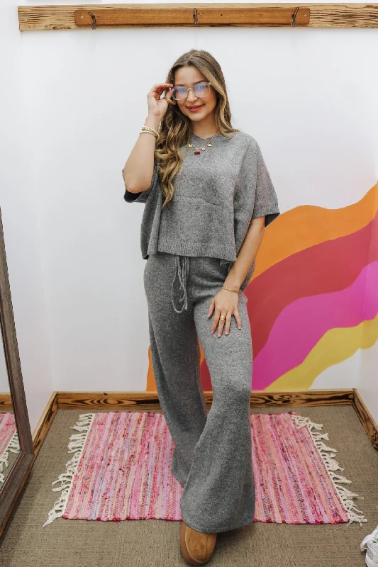 Cabin Fever Charcoal Grey Knit Pants Elegant Trouser Pants