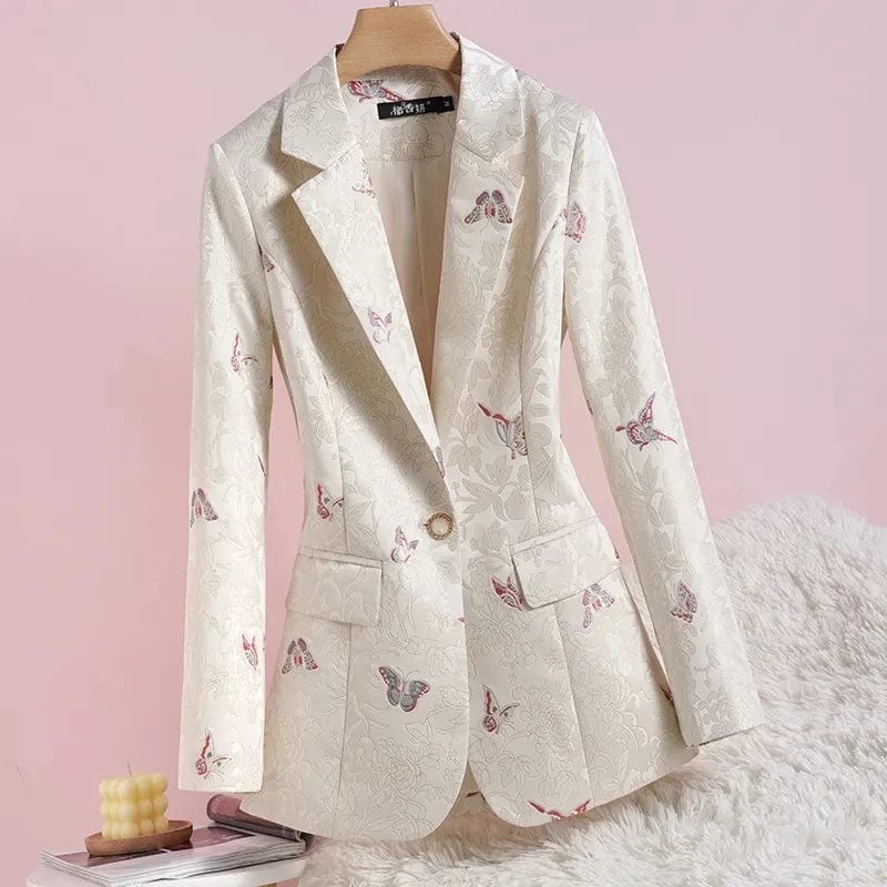 2024 New Elegant Business Lady Jacket New Women Full Sleeve Work Blazer Female Casual Coat Print Blazer Women Clothing Chenille Jacket Brocade Jacket Lace Jacket