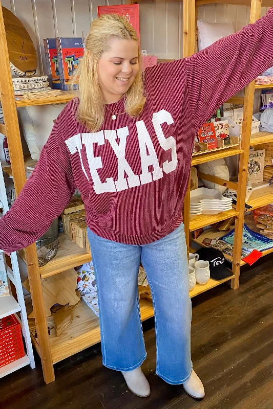 Texas Corduroy Graphic Wine Sweater Rayon Fabric Velvet Fabric Corduroy Fabric