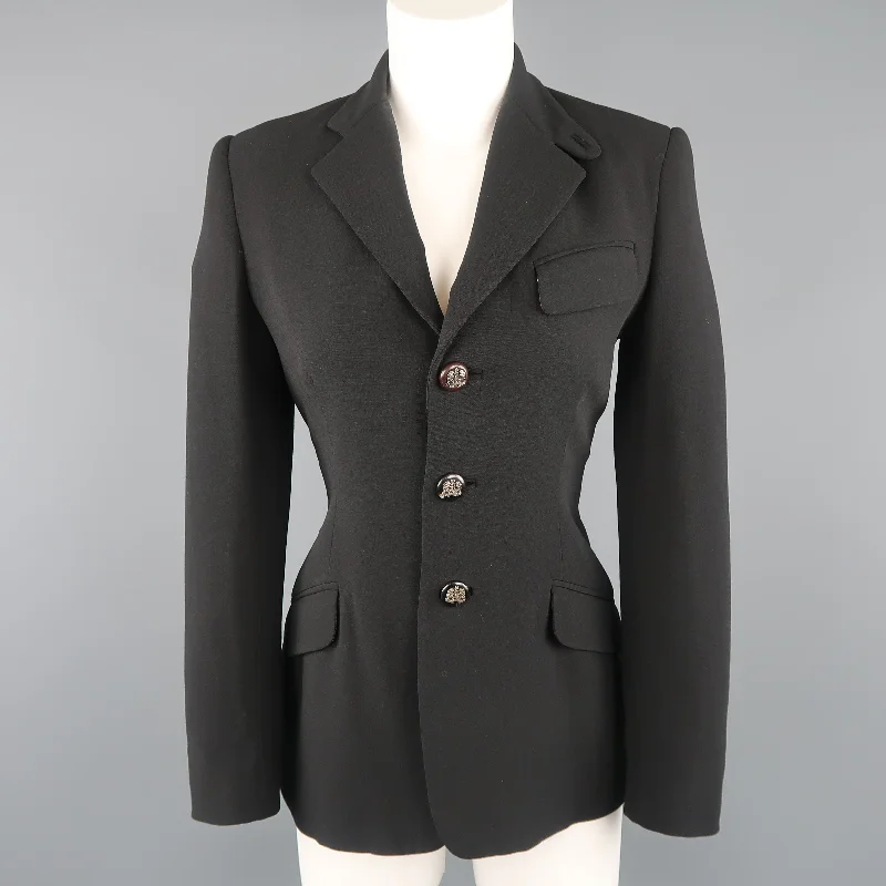 RALPH LAUREN Size 6 Black Equestrian Sport Coat Jacket Nylon Fabric Polyester Fabric Spandex Fabric