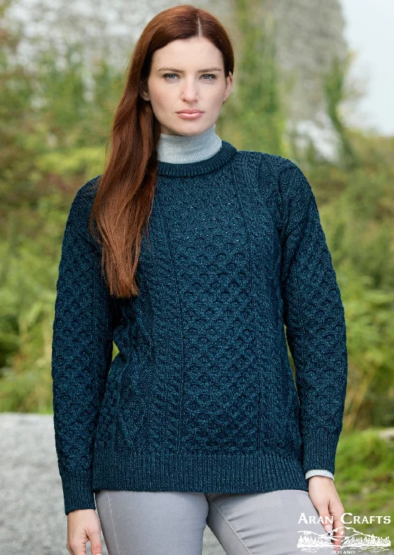 Inis Mor Aran Sweater | Blackwatch Satin Blend Silk Blend Wool Blend