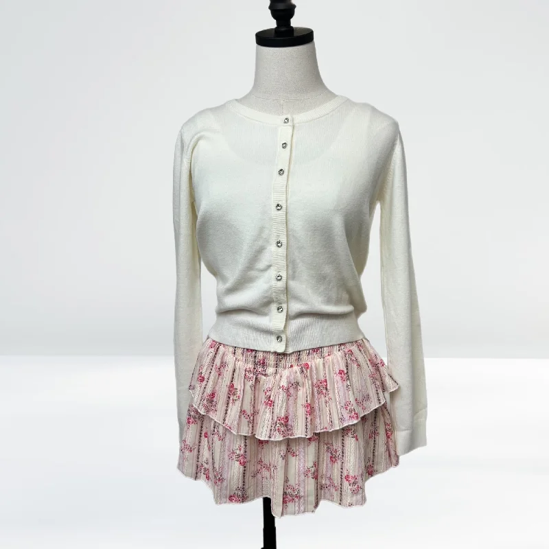 KatieJ Junior - Brooke Skirt FLORAL STRIPE CREAM silk skirt elegant