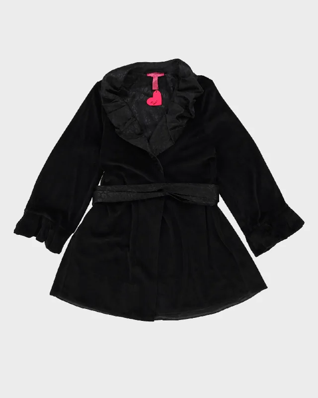 Betsey Johnson Black Velvet Wrap Jacket - M Notch Collar Jacket Peter Pan Collar Jacket Cowl Neck Jacket Betsey Johnson Black Velvet Wrap Jacket - M Notch Collar Jacket Peter Pan Collar Jacket Cowl Neck Jacket