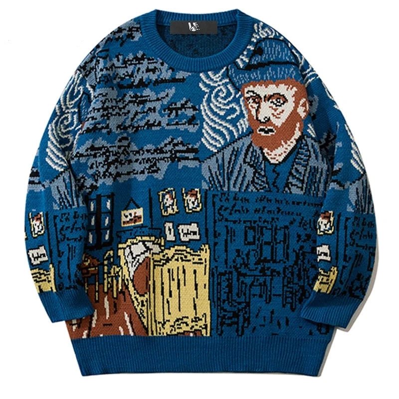 Vincent Van Gough Sweater Embroidered Appliqued Beaded