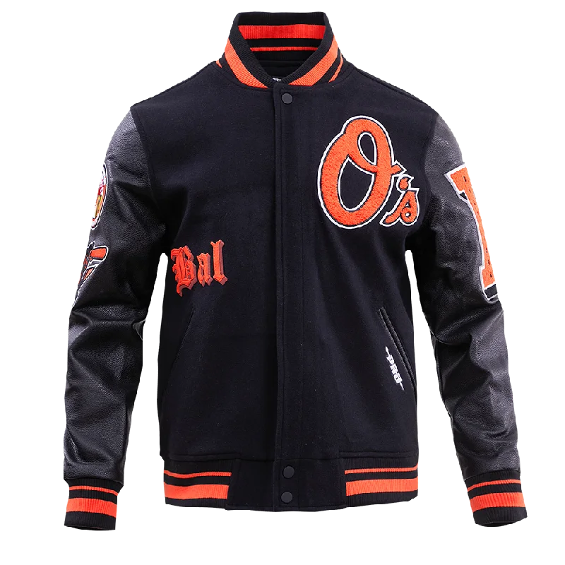 CHAMARRA MLB BALTIMORE ORIOLES OLD ENGLISH WOOL VARSITY JACKET Quilted Jacket Puffer Jacket Insulated Jacket