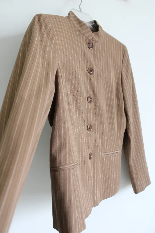 Liz Claiborne Brown Button Down Jacket | 8 Zip Front Button Front Snap Front