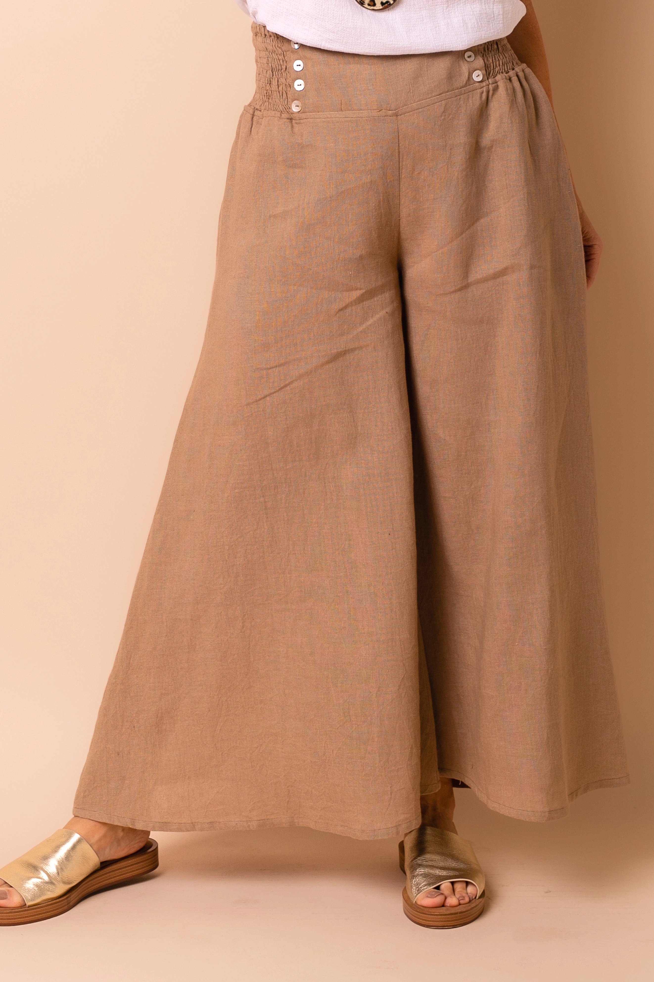 Hayden Linen Pants in Desert Comfortable Cargo Pants