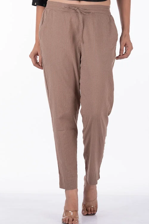 Dharan "Kantha Narrow Pants" Brown Woven Pants Lightweight Jogger Pants
