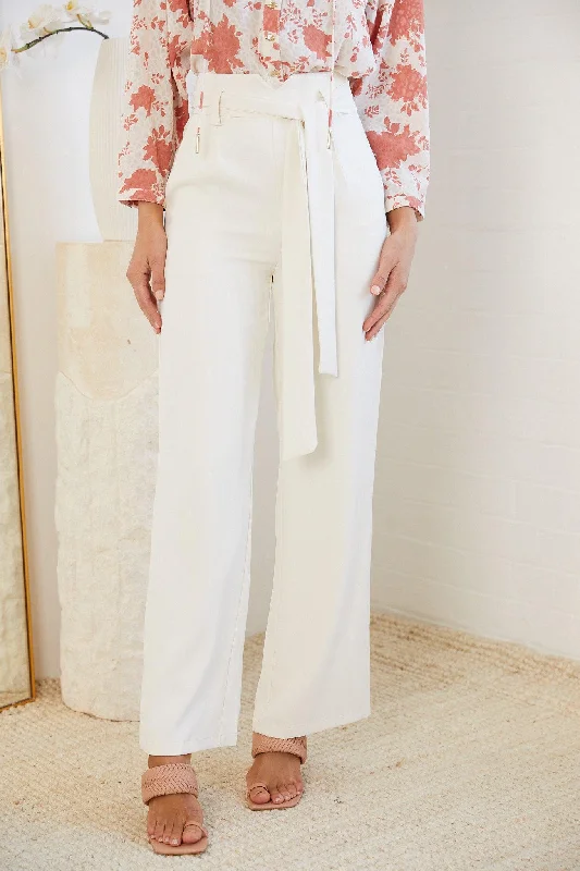 Odalis Pants - White Elegant Silk Pants
