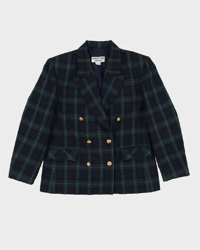 London Fog Blue Checked Blazer Jacket - S Denim Jacket Leather Jacket Suede Jacket