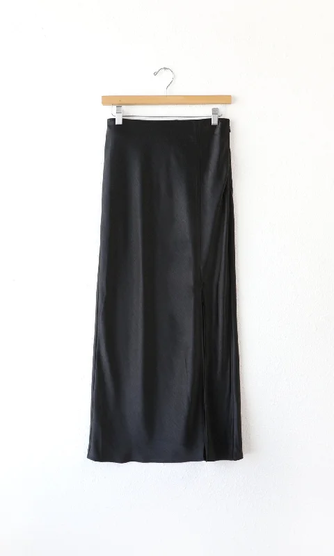 Greylin Hayek Slit Skirt BLACK cashmere skirt rich