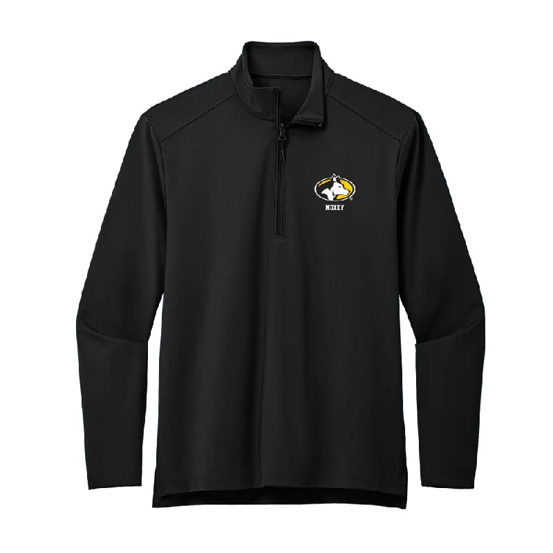Michigan Tech - NCAA Women's Cross Country : Julia Moxey - Premium Quarter Zip Jacket A-Line Jacket Boat Neck Shawl Collar