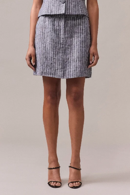 Kaia Stripe Linen Skirt velvet skirt luxury