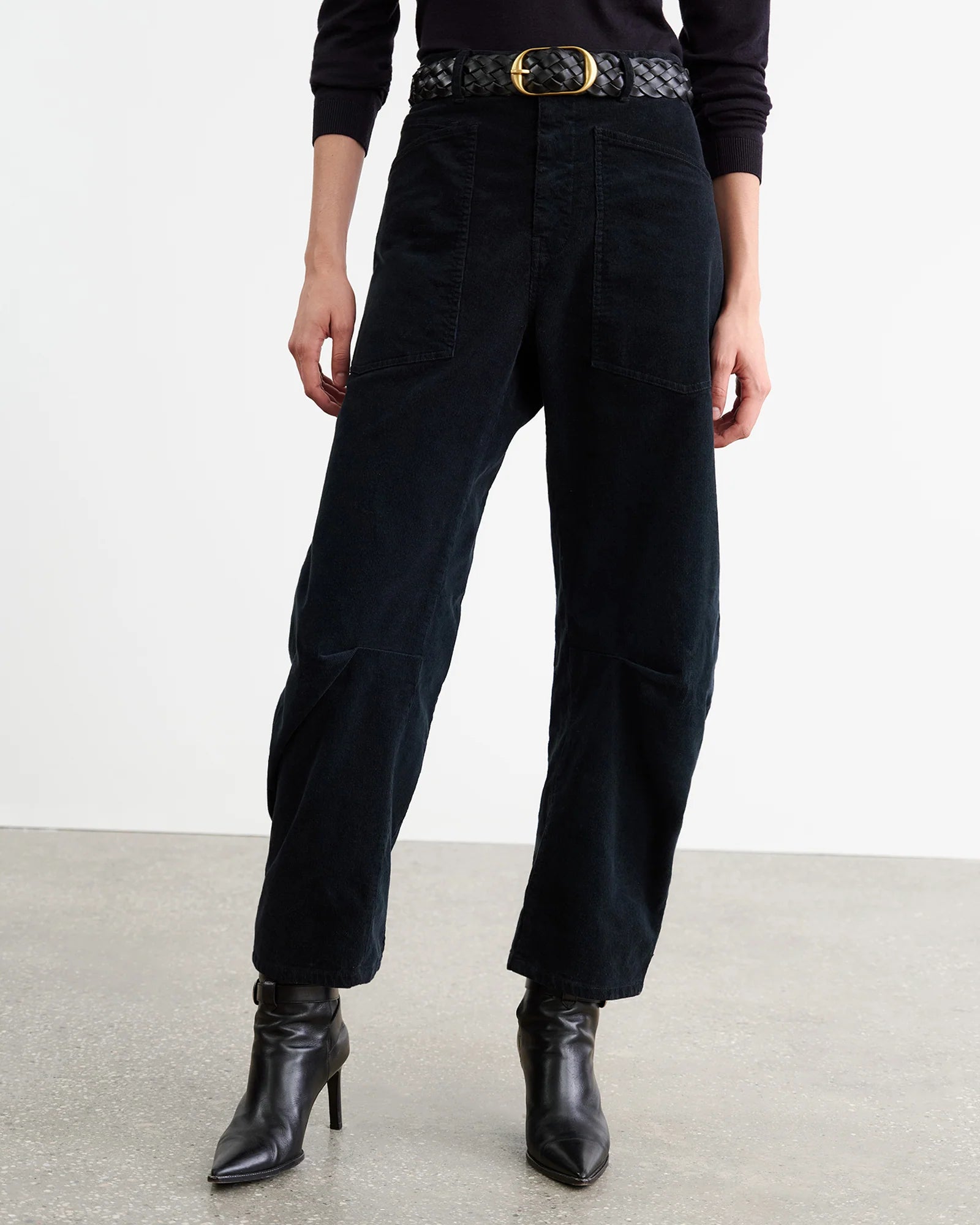 Nili Lotan - Shon Corduroy Pant in Jet Black Stretch Fit Pants