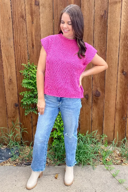 Isn't She Wonderful Ribbed Pink Sweater Houndstooth Herringbone Solid