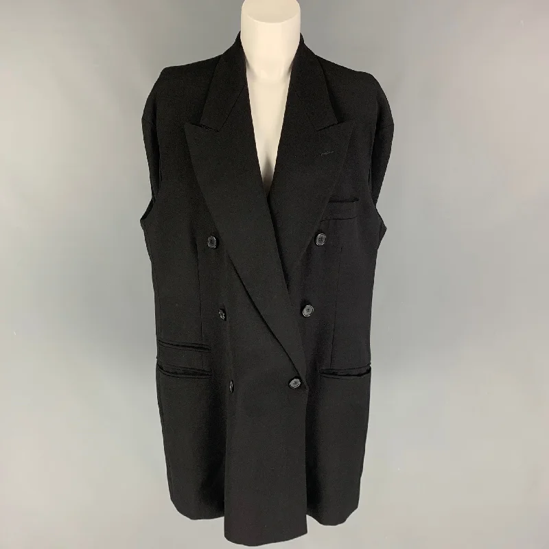Vintage MAISON MARTIN MARGIELA FW 1997 Size 8 Black Wool Peak Lapel Tucked Sleeves Jacket Corduroy Jacket Velvet Jacket Brocade Jacket