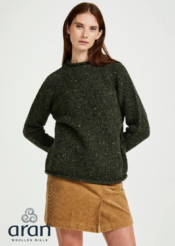 Ladies Donegal Roll Neck Sweater | Green Wool Sweater Cotton Sweater Cashmere Sweater Ladies Donegal Roll Neck Sweater | Green Wool Sweater Cotton Sweater Cashmere Sweater