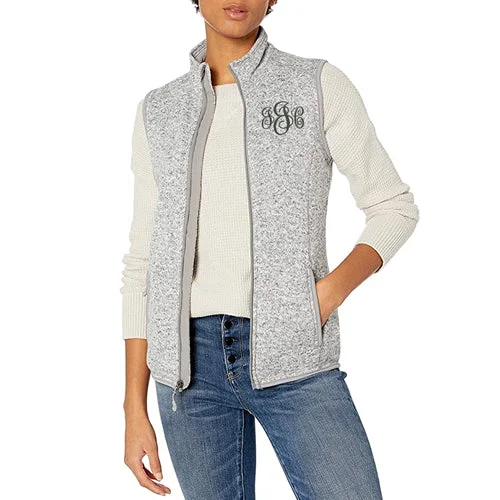 Ladies Knit Sweater Vest with Monogram Welt Pockets Slit Pockets Flap Pockets