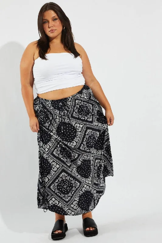 Blue Boho Drawstring Side Bandana Maxi Skirt cashmere skirt fine