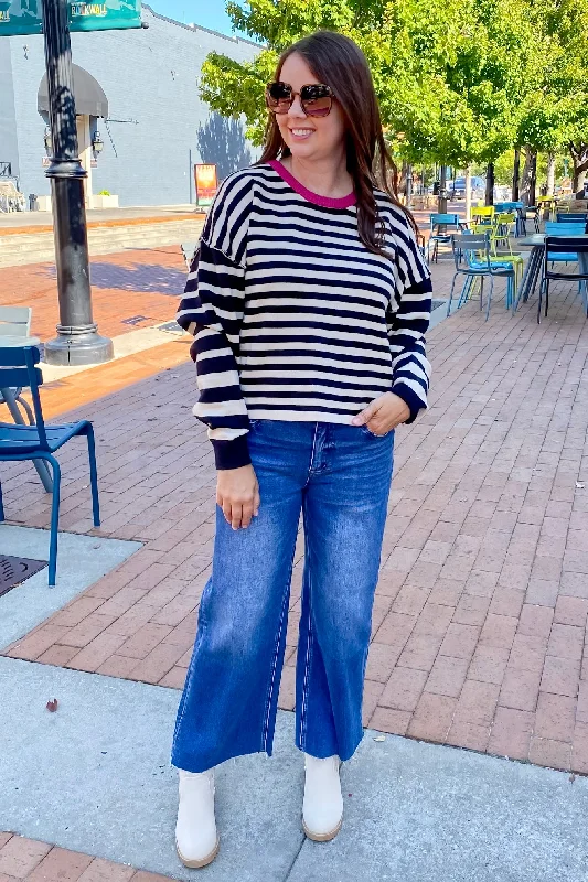 See It Now Black and White Striped Sweater Soft Cozy Warm