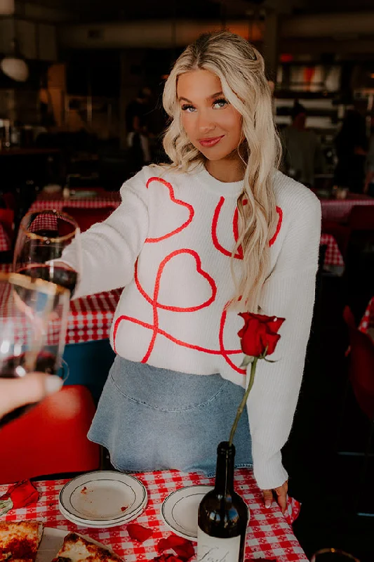 Heartfelt Moment Embroidered Knit Sweater Front Pockets Side Pockets Patch Pockets